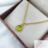 Peridot Necklace, 14k Gold Plated Necklace, August Birthstone Pendant, Minimalist Green Gemstone Necklace, Gift for Women, Peridot Necklace